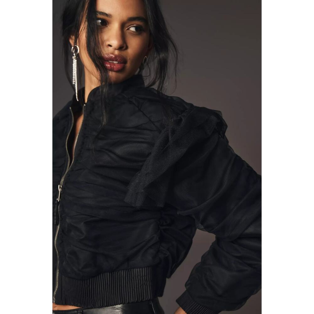 🌸 NWT Anthropologie Appliqué Bomber Jacket – Stunning Textured Detail! 🌸 - Picture 2 of 4